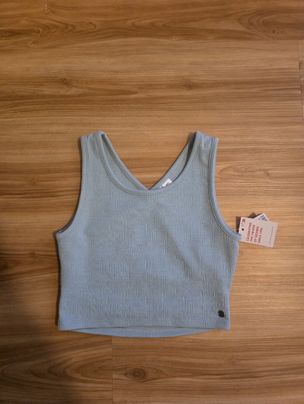Roxy Light Blue Ribbed Crop Tank - Women